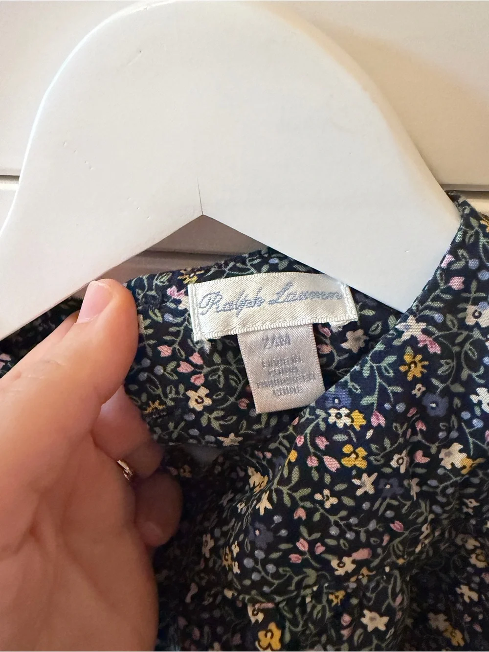 Ralph Lauren Girls 24 Months Floral Romper Navy Blue Pink Green